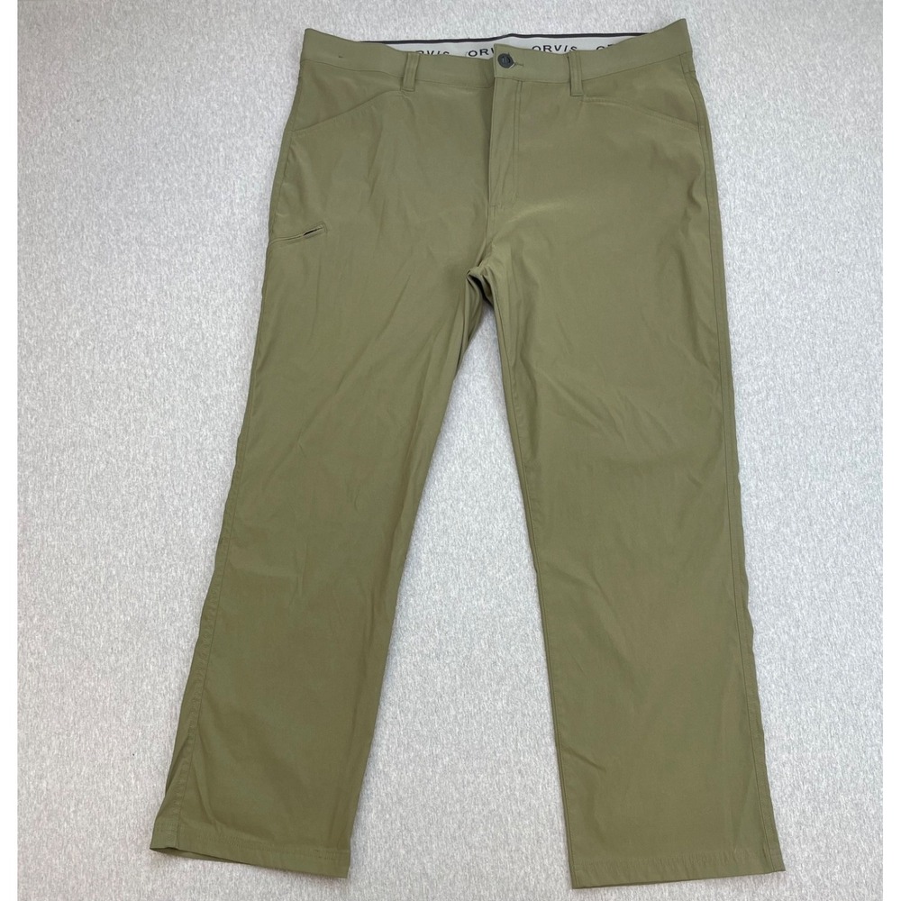Orvis Pants Mens 40 X 30 Green Performance Stretch Flat Front Straight